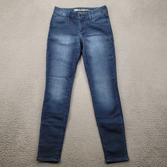 Old Navy Jeans Womens 4 Blue Denim Rockstar Skinny‎ Mid Rise Distressed Pockets - Picture 1 of 11